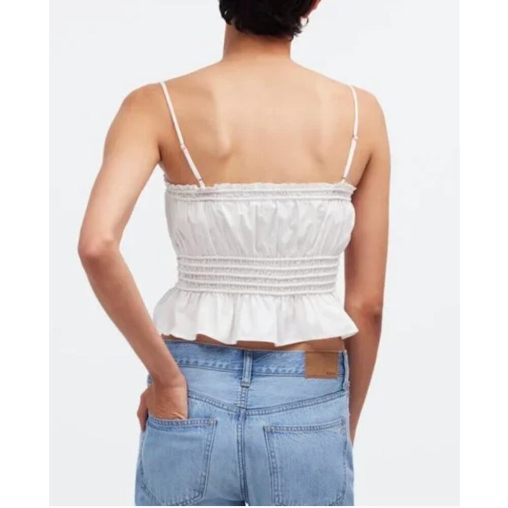 Madewell White Smocked Poplin Tank Top Sz XL - Picture 9 of 9